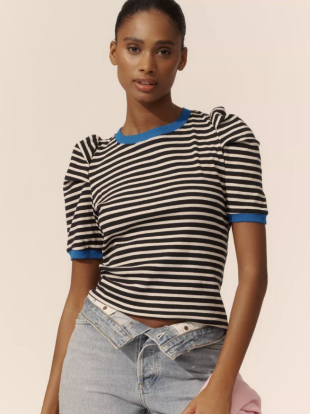Anthropologie Maeve Puff Sleeve Striped Shirt sz XS